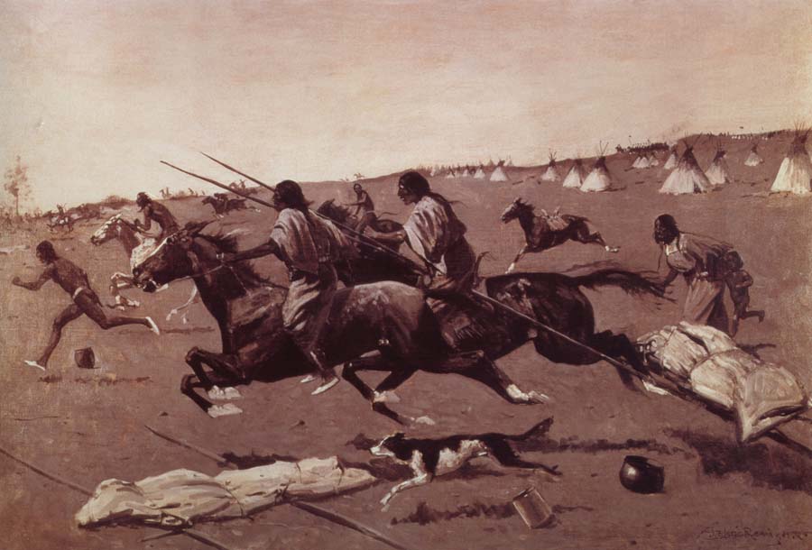 Frederick Remington Oil undated Geronimo Fleeing from camp